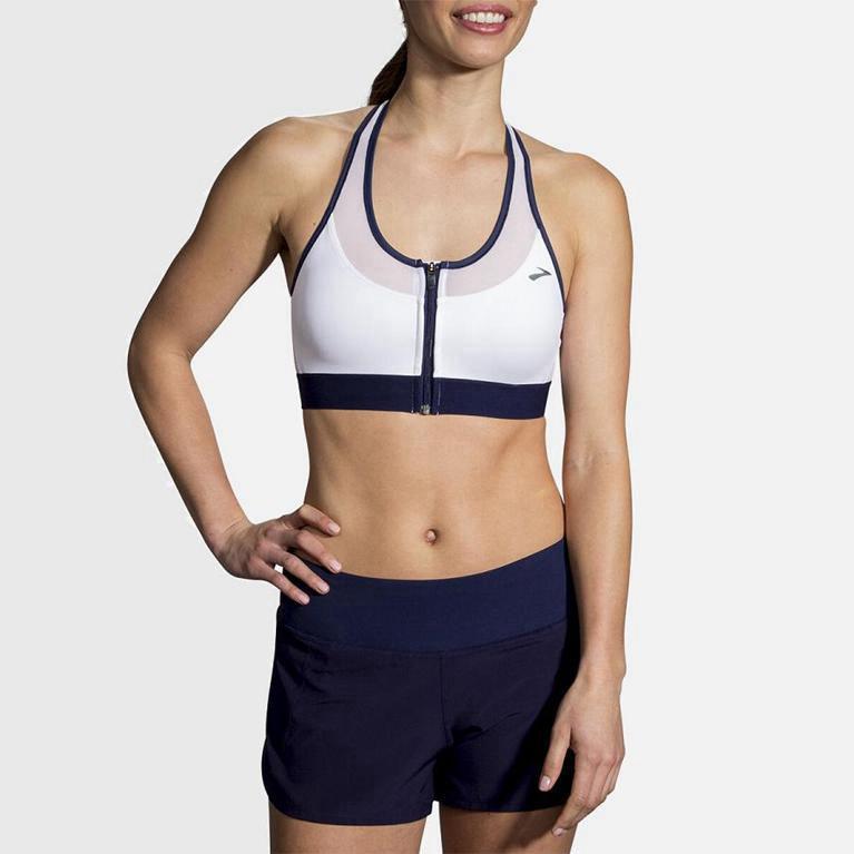 Brooks Fastforward Zip Womens Running Bra Ireland White (AMDB-56732)